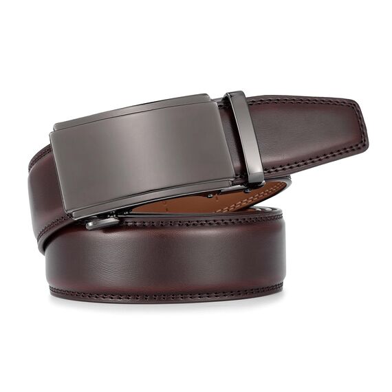 guvoosm Gürtel Herren,Leder Automatik Gürtel Für Herren Business Anzug -3,5cm Breite-2015-140-Dark Brown