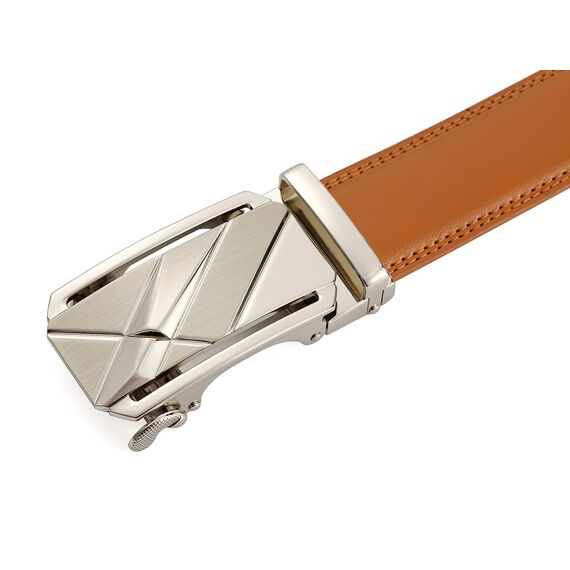guvoosm Gürtel Herren,Leder Automatik Gürtel Für Herren Business Anzug -3,5cm Breite-005-110-Tan