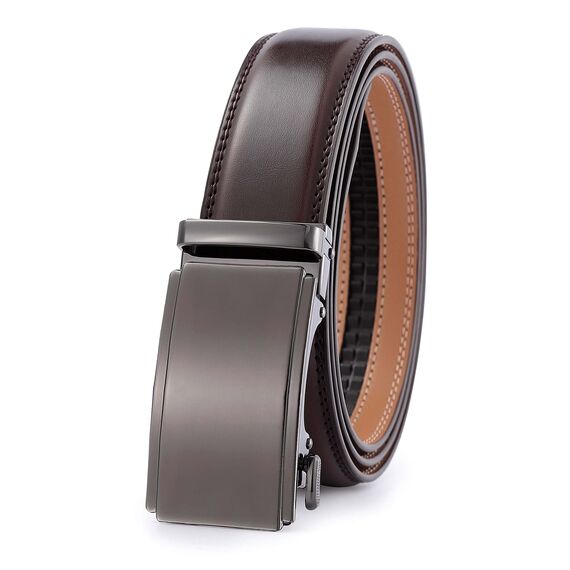 guvoosm Gürtel Herren,Leder Automatik Gürtel Für Herren Business Anzug -3,5cm Breite-2015-125-Dark Brown