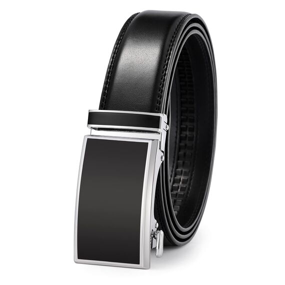 guvoosm Gürtel Herren,Leder Automatik Gürtel Für Herren Business Anzug -3,5cm Breite-2013-155-Black 138