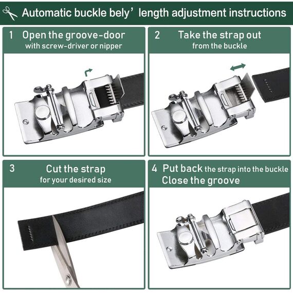 flintronic Herren Gürtel,Hochwertiges Leder material Ratsche Automatik Gürtel für Männer Ledergürtel Breite 3.5cm Länge 133CM-Schwarz (inkl Schlüsselbund & Geschenkbox)