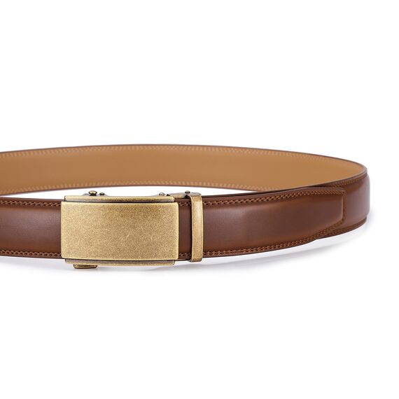 guvoosm Gürtel Herren,Leder Automatik Gürtel Für Herren Business Anzug -3,5cm Breite-2011-110-Cognac Brown