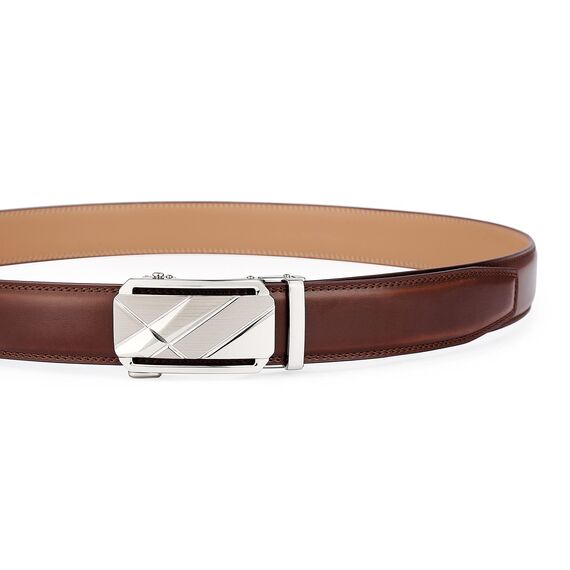 guvoosm Gürtel Herren,Leder Automatik Gürtel Für Herren Business Anzug -3,5cm Breite-005-110-Cognac Brown