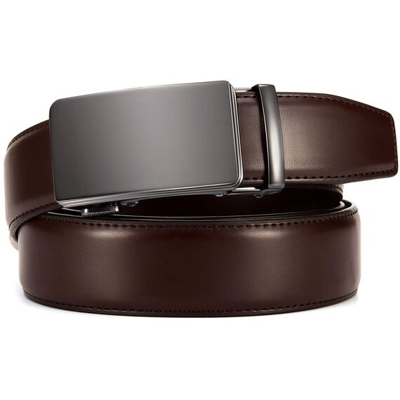 CHAOREN Automatik Gürtel Herren, Buckley Ledergürtel Ratsche Automatikschließe für Herren Business Anzug, 35mm Breit Gürtel ohne Löcher, Größe Angepasst, Braun