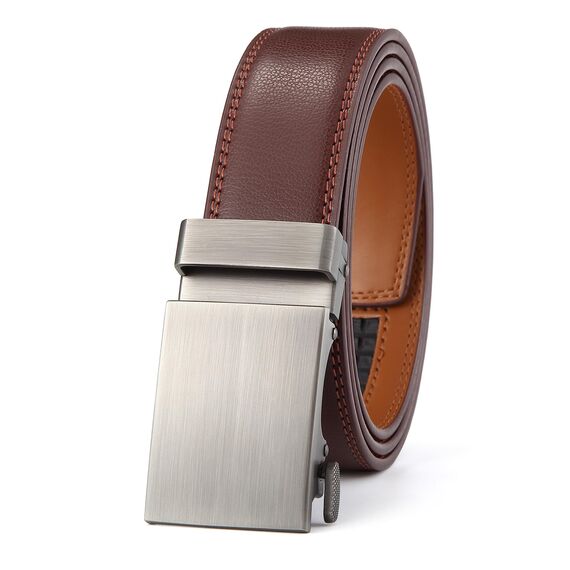 guvoosm Gürtel Herren,Leder Automatik Gürtel Für Herren Business Anzug -3,5cm Breite-03-155-Brown 6033