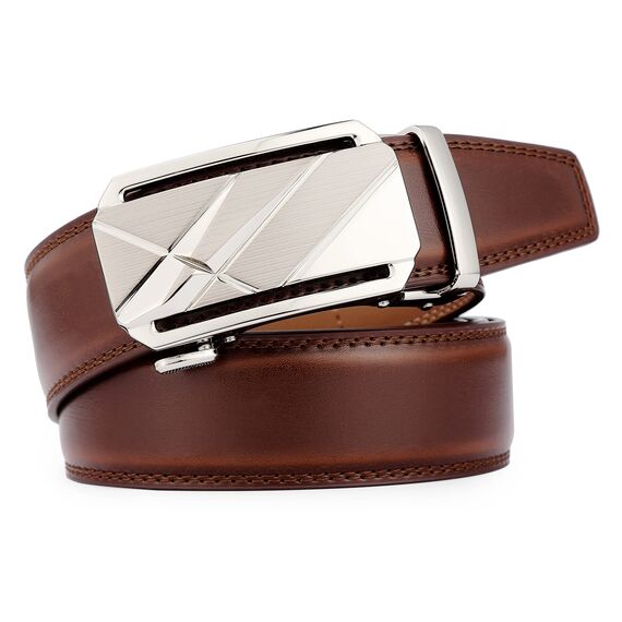 guvoosm Gürtel Herren,Leder Automatik Gürtel Für Herren Business Anzug -3,5cm Breite-005-110-Cognac Brown