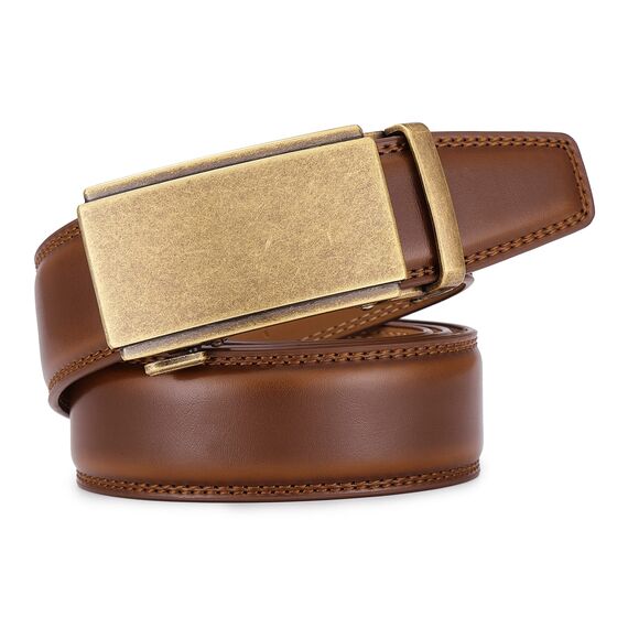 guvoosm Gürtel Herren,Leder Automatik Gürtel Für Herren Business Anzug -3,5cm Breite-2011-125-Cognac Brown