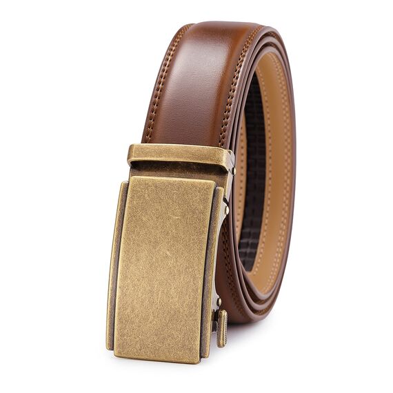 guvoosm Gürtel Herren,Leder Automatik Gürtel Für Herren Business Anzug -3,5cm Breite-2011-125-Cognac Brown