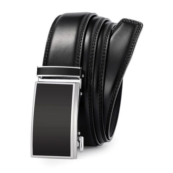 guvoosm Gürtel Herren,Leder Automatik Gürtel Für Herren Business Anzug -3,5cm Breite-2013-140-Black 138