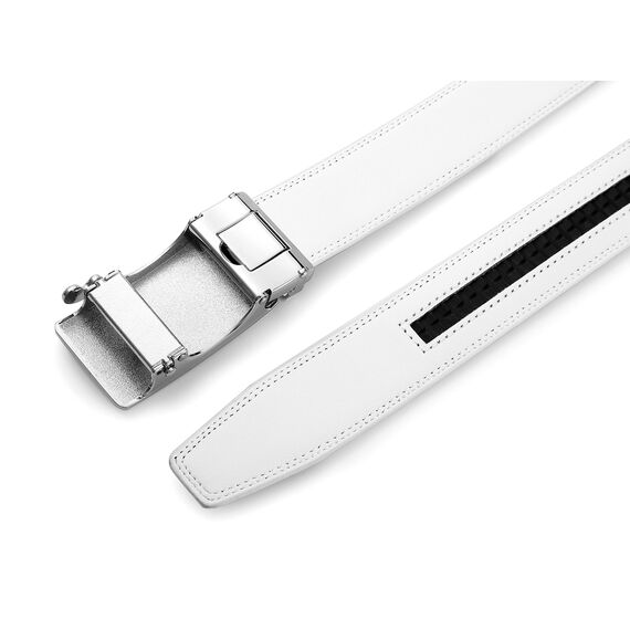 guvoosm Gürtel Herren,Leder Automatik Gürtel Für Herren Business Anzug -3,5cm Breite-51-125-White