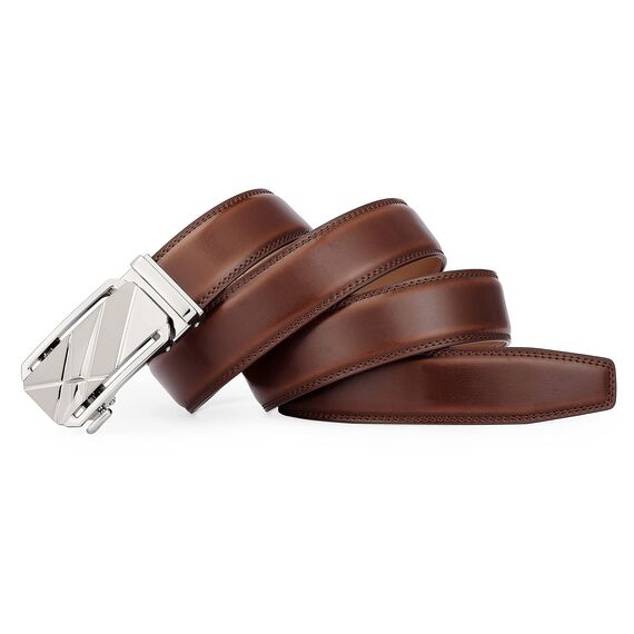 guvoosm Gürtel Herren,Leder Automatik Gürtel Für Herren Business Anzug -3,5cm Breite-005-110-Cognac Brown