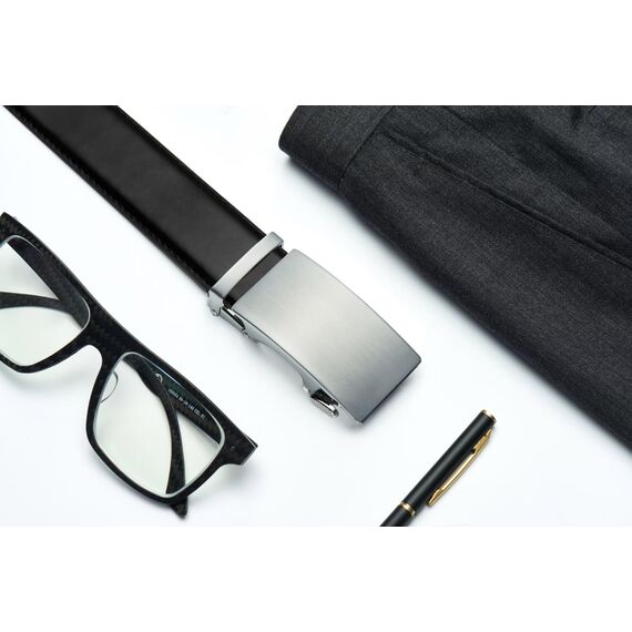 CHAOREN Automatik Gürtel Herren, Buckley Ledergürtel Ratsche Automatikschließe für Herren Business Anzug, 35mm Breit Gürtel ohne Löcher, Größe Angepasst