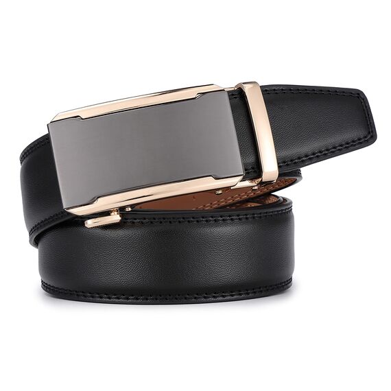 guvoosm Gürtel Herren,Leder Automatik Gürtel Für Herren Business Anzug -3,5cm Breite-2010-125-Black 251