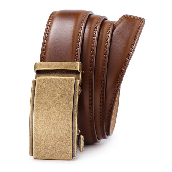 guvoosm Gürtel Herren,Leder Automatik Gürtel Für Herren Business Anzug -3,5cm Breite-2011-125-Cognac Brown