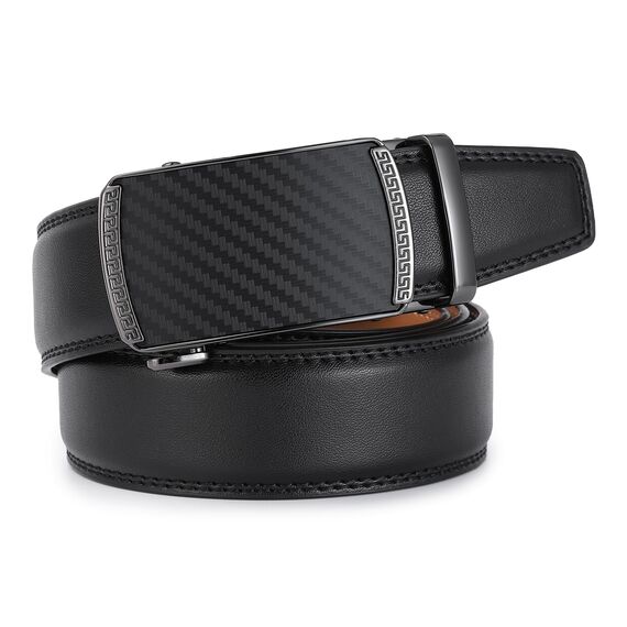guvoosm Gürtel Herren,Leder Automatik Gürtel Für Herren Business Anzug -3,5cm Breite-11-110-Black 251
