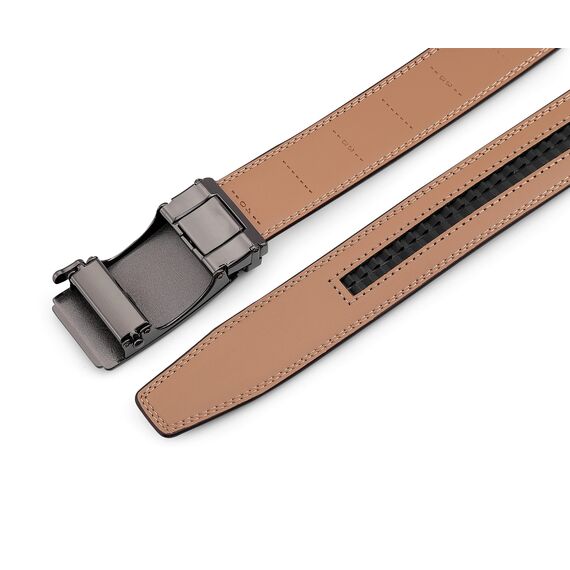 guvoosm Gürtel Herren,Leder Automatik Gürtel Für Herren Business Anzug -3,5cm Breite-2015-140-Dark Brown