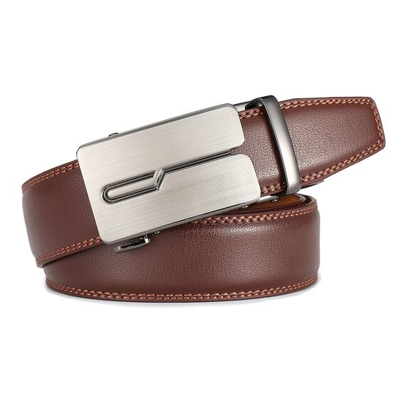 guvoosm Gürtel Herren,Leder Automatik Gürtel Für Herren Business Anzug -3,5cm Breite-10-140-Brown 6033