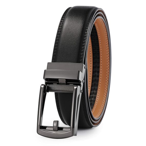 guvoosm Gürtel Herren,Leder Automatik Gürtel Für Herren Business Anzug -3,5cm Breite-27-155-Black 251