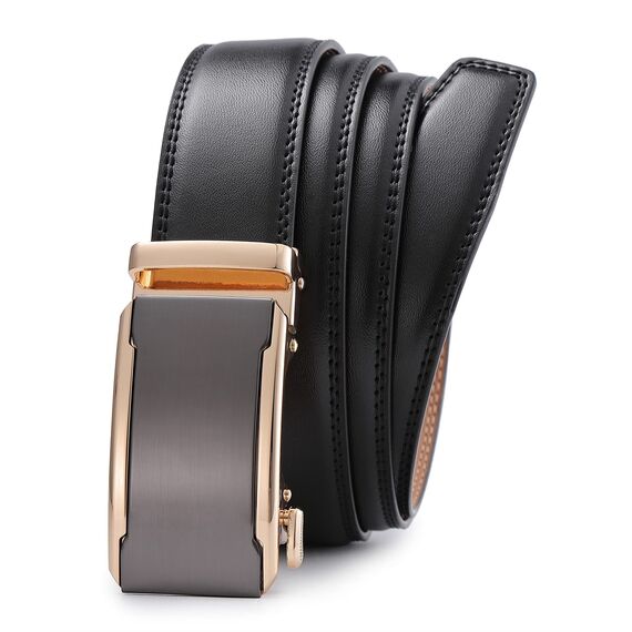 guvoosm Gürtel Herren,Leder Automatik Gürtel Für Herren Business Anzug -3,5cm Breite-2010-110-Black 251