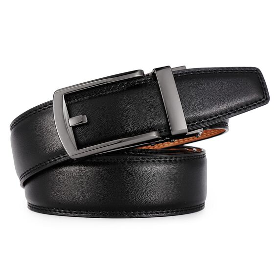 guvoosm Gürtel Herren,Leder Automatik Gürtel Für Herren Business Anzug -3,5cm Breite-27-140-Black 251