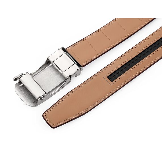 guvoosm Gürtel Herren,Leder Automatik Gürtel Für Herren Business Anzug -3,5cm Breite-005-110-Cognac Brown
