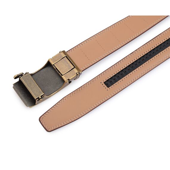 guvoosm Gürtel Herren,Leder Automatik Gürtel Für Herren Business Anzug -3,5cm Breite-2011-140-Cognac Brown