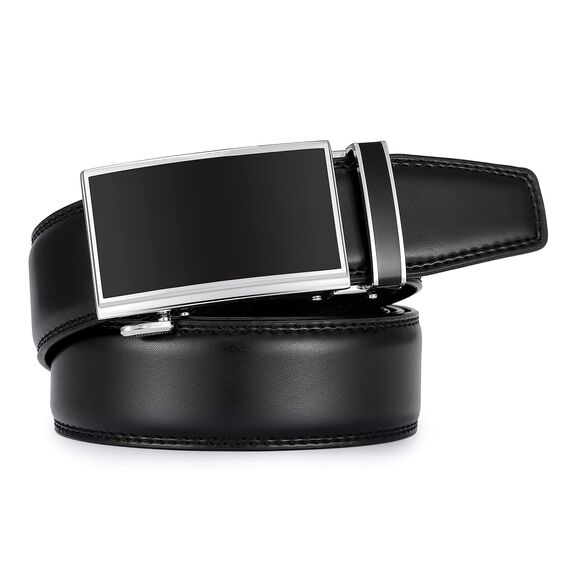 guvoosm Gürtel Herren,Leder Automatik Gürtel Für Herren Business Anzug -3,5cm Breite-2013-140-Black 138