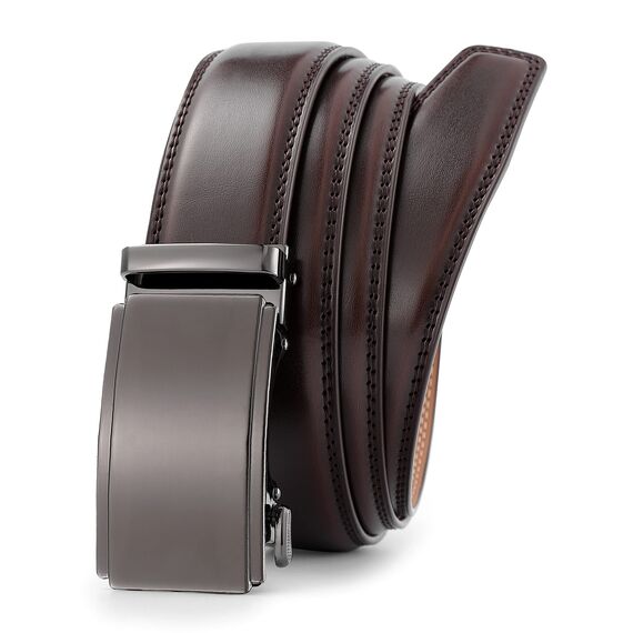 guvoosm Gürtel Herren,Leder Automatik Gürtel Für Herren Business Anzug -3,5cm Breite-2015-140-Dark Brown