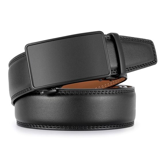 guvoosm Gürtel Herren,Leder Automatik Gürtel Für Herren Business Anzug -3,5cm Breite-24-125-Black 251