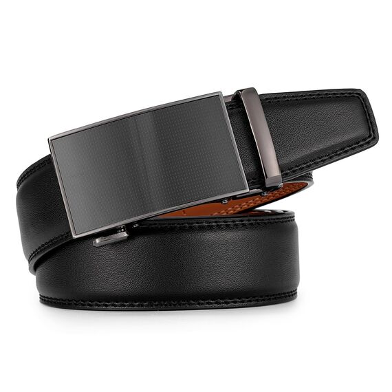 guvoosm Gürtel Herren,Leder Automatik Gürtel Für Herren Business Anzug -3,5cm Breite-88-155-Black 251