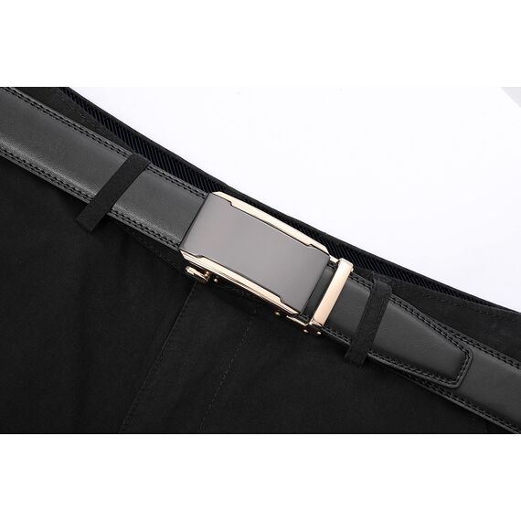guvoosm Gürtel Herren,Leder Automatik Gürtel Für Herren Business Anzug -3,5cm Breite-2010-125-Black 251
