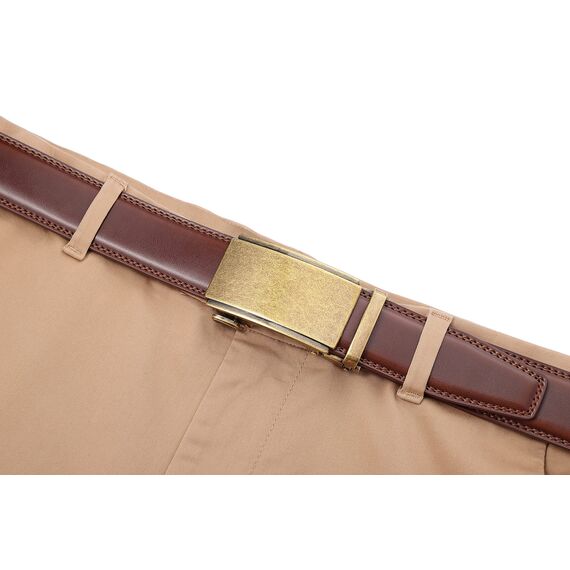 guvoosm Gürtel Herren,Leder Automatik Gürtel Für Herren Business Anzug -3,5cm Breite-2011-140-Cognac Brown