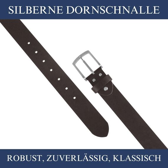 FOMAX Herren Ledergürtel aus Echtleder, Gürtel MADE IN GERMANY Handgemacht, Leder Vollledergürtel für Männer Jeans Anzug Business Elegant Casual, 38mm Breit Länge kürzbar, Dunkelbraun