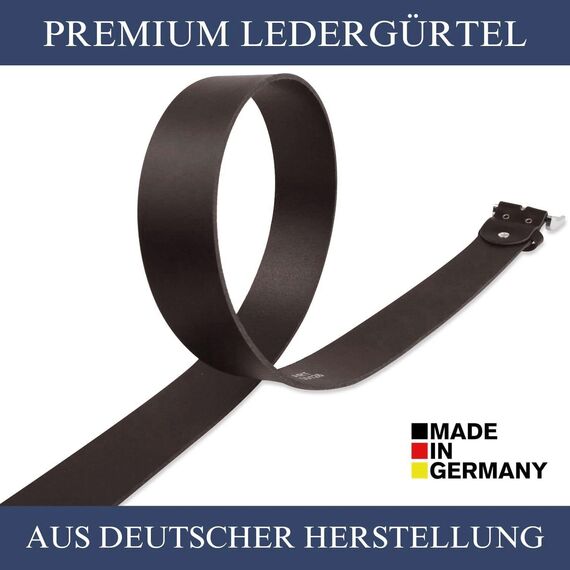 FOMAX Herren Ledergürtel aus Echtleder, Gürtel MADE IN GERMANY Handgemacht, Leder Vollledergürtel für Männer Jeans Anzug Business Elegant Casual, 38mm Breit Länge kürzbar, Dunkelbraun