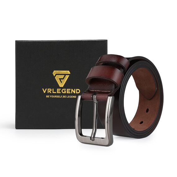 VRLEGEND Ledergürtel Herren 110-175cm Gürtel Leder Jean Business Metall Retro Jeansgürtel Vollrindleder 40mm Breite (150cm, Braun)