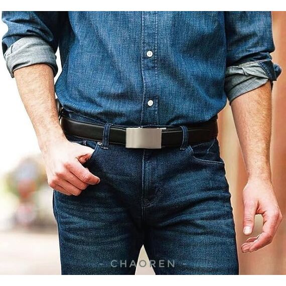 CHAOREN Herren Gürtel Ohne Schnalle, Automatik Gürtel für Männer Ledergürtel 35mm
