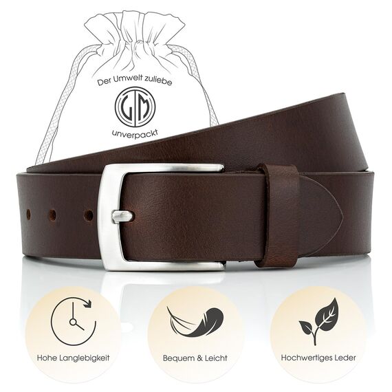 LINDENMANN Herren Ledergürtel aus Büffelleder, 40 mm breit, kürzbar, Braun, Größe: Bundweite 110 cm, Gesamtlänge 125 cm, W 43.3, XL
