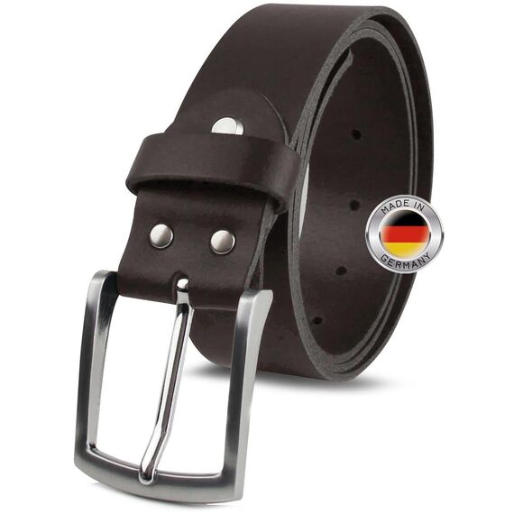 FOMAX Herren Ledergürtel aus Echtleder, Gürtel MADE IN GERMANY Handgemacht, Leder Vollledergürtel für Männer Jeans Anzug Business Elegant Casual, 38mm Breit Länge kürzbar, Dunkelbraun