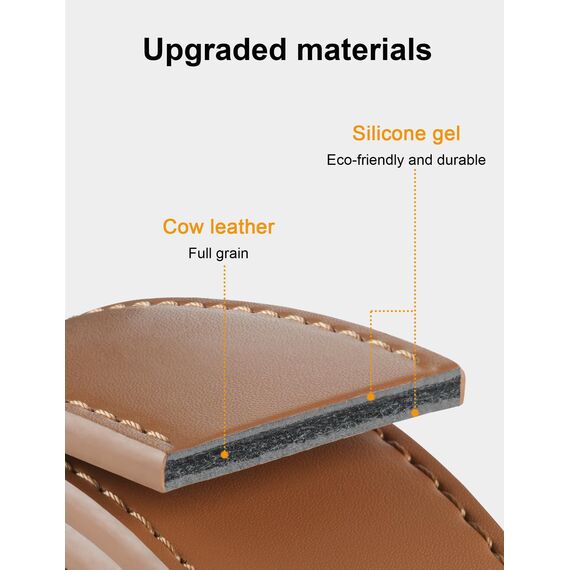 JUKMO Gürtel Herren, Ledergürtel Ratsche Automatikschließe, 35mm Breit Gürtel (Achteck - Hellbraun, L-106cm to 115cm Taille Verstellbar (Länge 135cm))