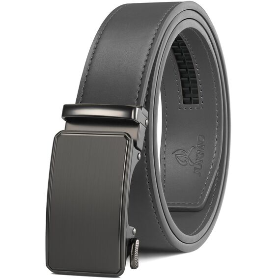 JUKMO Gürtel Herren, Ledergürtel Ratsche Automatikschließe, 35mm Breit Gürtel (Achteck - Grau, L-106cm to 115cm Taille Verstellbar (Länge 135cm))