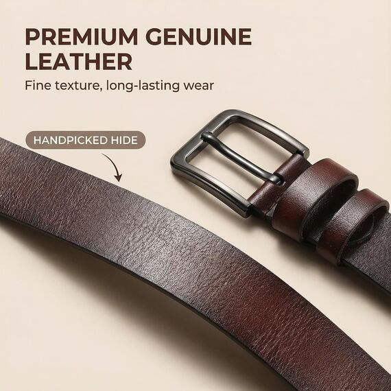 VRLEGEND Ledergürtel Herren 110-175cm Gürtel Leder Jean Business Metall Retro Jeansgürtel Vollrindleder 40mm Breite (140cm, Braun)