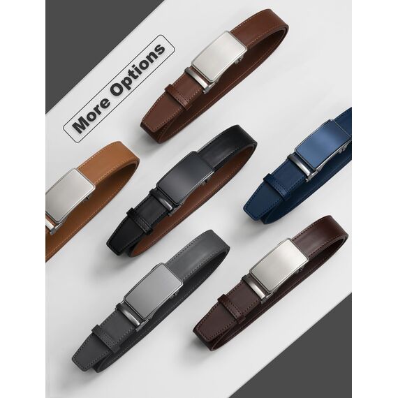 JUKMO Gürtel Herren, Ledergürtel Ratsche Automatikschließe, 35mm Breit Gürtel (Achteck - Blau, XL-116cm to 125cm Taille Verstellbar (Länge 145cm))