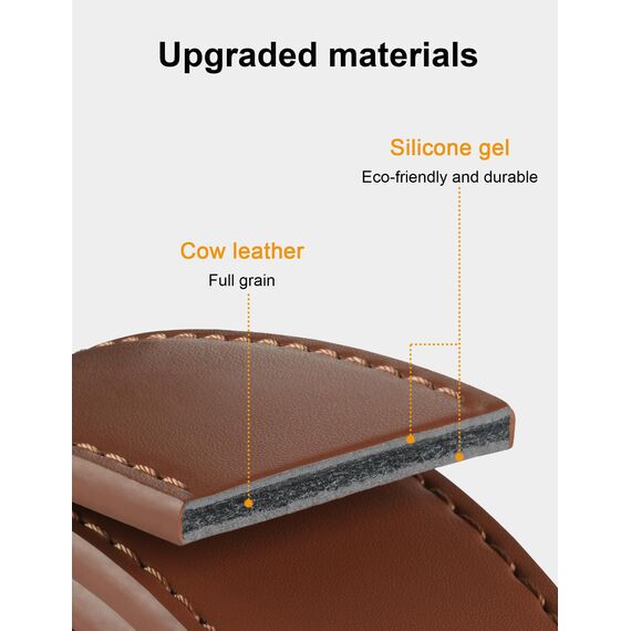 JUKMO Gürtel Herren, Ledergürtel Ratsche Automatikschließe, 35mm Breit Gürtel (Achteck - Braun, S-75cm to 90cm Taille Verstellbar (Länge 115cm))