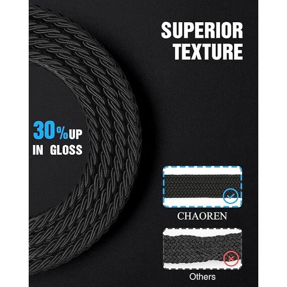 CHAOREN Elastischer Gürtel Herren, Stretch Gürtel Stoff ohne Löcher 35mm, Flechtgürtel für Golfhosen Lässige Shorts Jeans