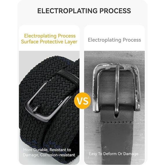 CHAOREN Elastischer Gürtel Herren, Stretch Gürtel Stoff ohne Löcher 35mm, Flechtgürtel für Golfhosen Lässige Shorts Jeans