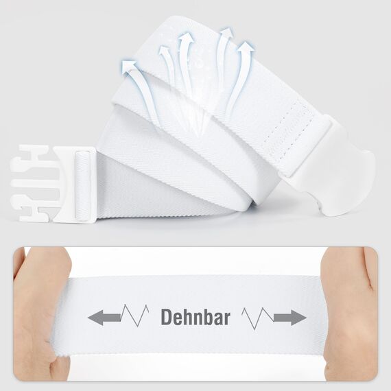 WHIPPY Elastischer Gürtel Herren Verstellbarer Outdoor Stretchgürtel Unisex Arbeitsgürtel für Damen Herren Stoffgürtel mit Kunststoffschnalle,weiß 110cm
