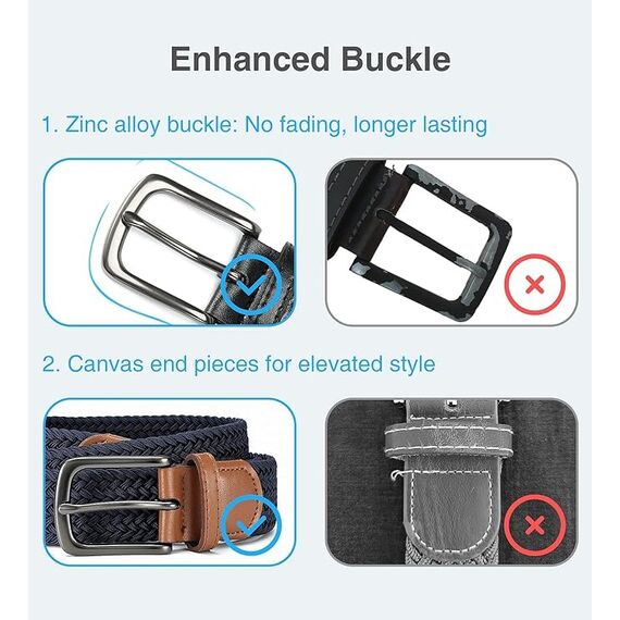 CHAOREN Elastischer Gürtel Herren, Stretch Gürtel Stoff ohne Löcher 35mm, Flechtgürtel für Golfhosen Lässige Shorts Jeans