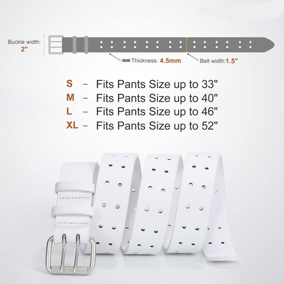 JasGood Herren Doppel Prong Ledergürtel Casual Work Heavy Duty Gürtel Doppel Ösen Gürtel für Jeans