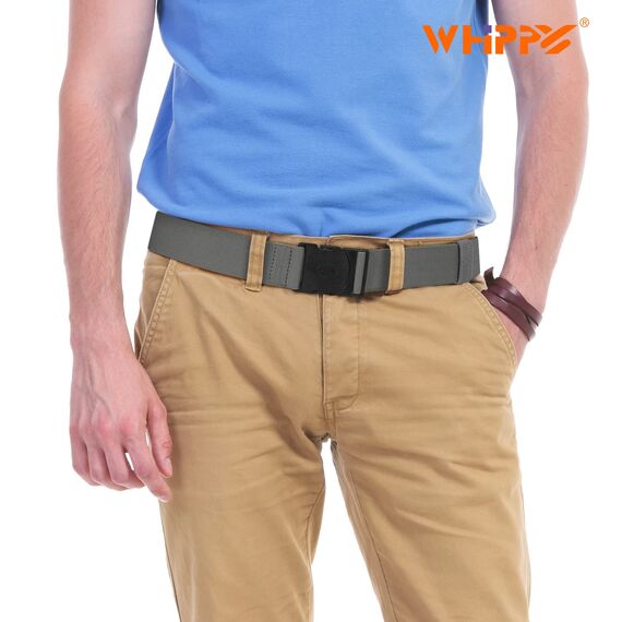 WHIPPY Elastischer Gürtel Herren Verstellbarer Outdoor Stretchgürtel Unisex Arbeitsgürtel für Damen Herren Stoffgürtel mit Kunststoffschnalle，grau 140cm