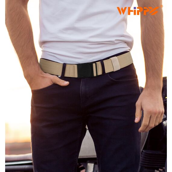 WHIPPY Elastischer Gürtel Herren Verstellbarer Outdoor Stretchgürtel Unisex Arbeitsgürtel für Damen Herren Stoffgürtel mit Kunststoffschnalle,Khaki+140cm